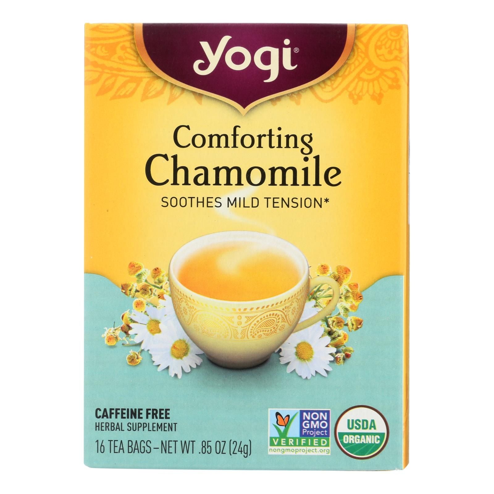 Yogi Organic Comforting Chamomile - 16 Tea Bags - Case Of 6 - Renee Lane Company