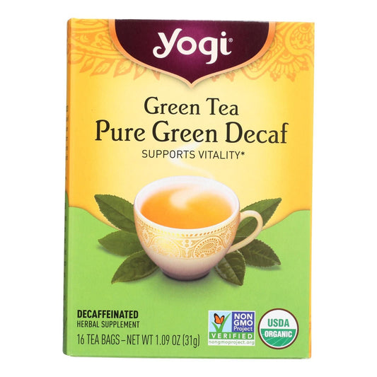 Yogi Organic Green Tea Caffeine Free - 16 Tea Bags - Case Of 6 - Renee Lane Company