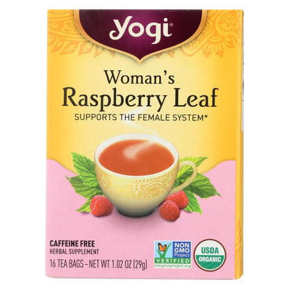 Yogi Organic Woman's Herbal Tea Raspberry Leaf - 16 Tea Bags - Case Of 6 - Renee Lane Company