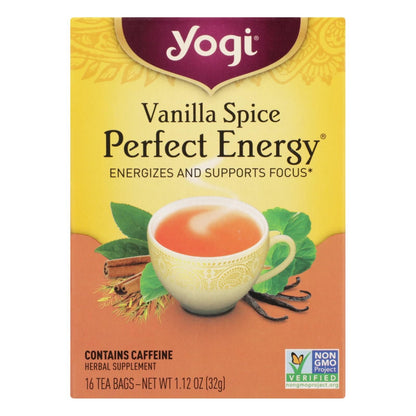 Yogi Perfect Energy Herbal Tea Vanilla Spice - 16 Tea Bags - Case Of 6 - Renee Lane Company