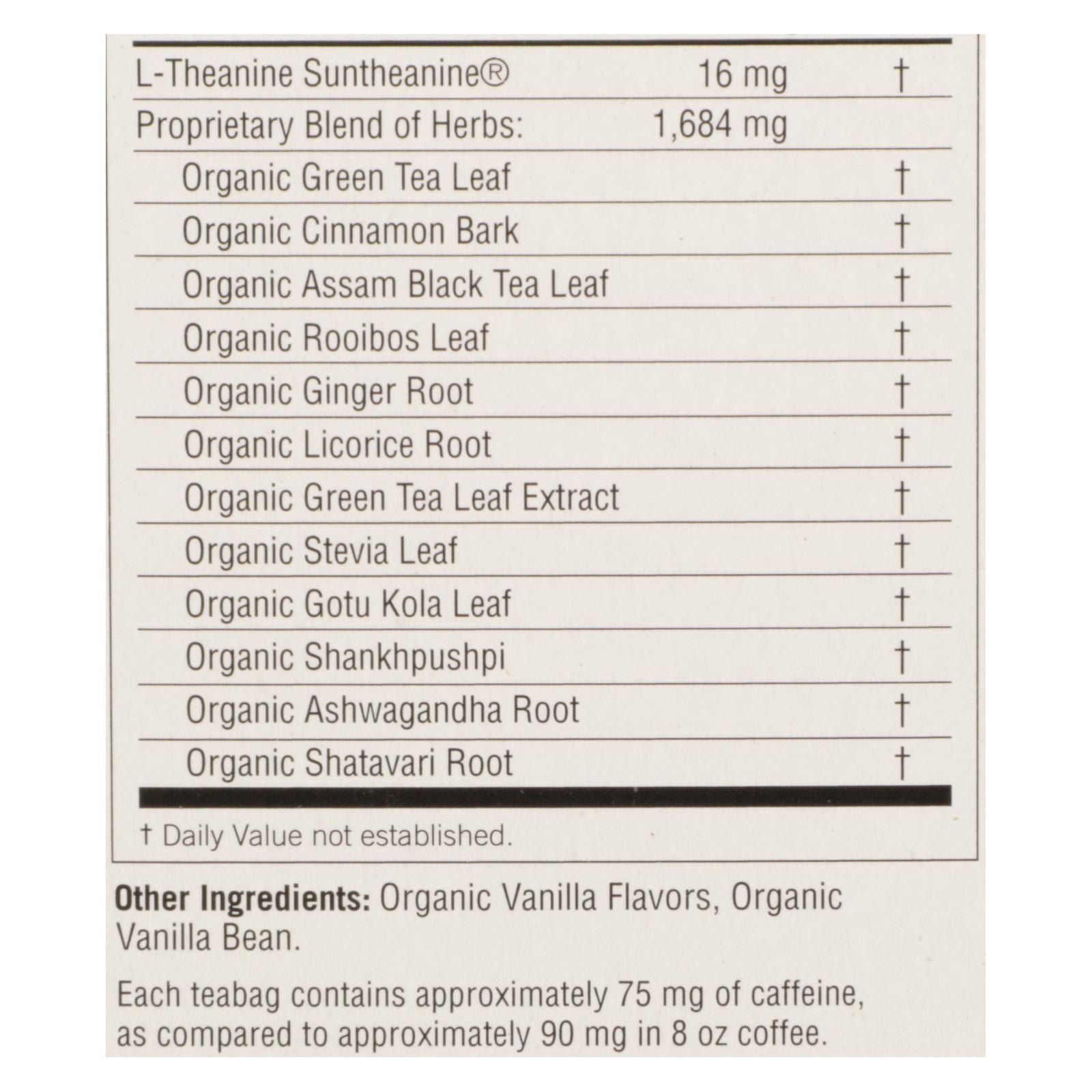 Yogi Perfect Energy Herbal Tea Vanilla Spice - 16 Tea Bags - Case Of 6 - Renee Lane Company