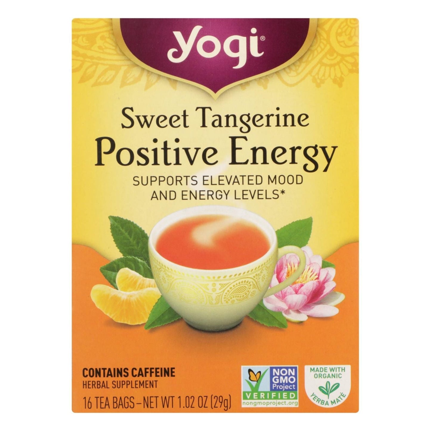 Yogi Positive Energy Herbal Tea Sweet Tangerine - 16 Tea Bags - Case Of 6 - Renee Lane Company