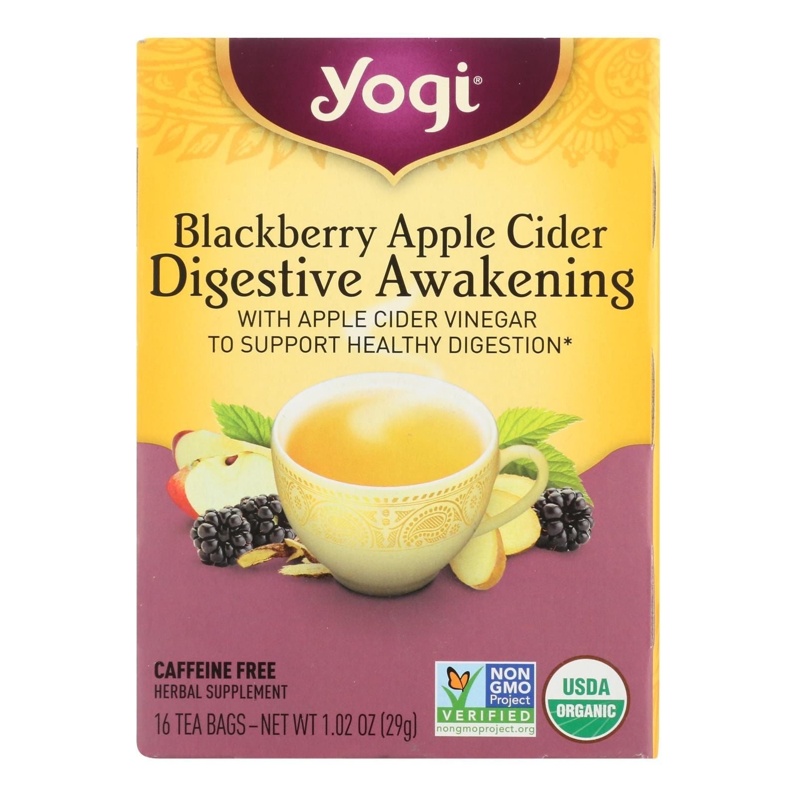Yogi - Tea Blkbry Apple Digest - Case Of 6 - 16 Bag - Renee Lane Company