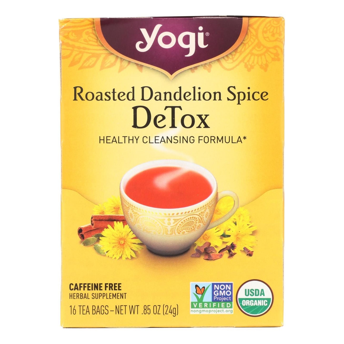 Yogi Tea - Organic - Roasted Dandelion Spice Detox - 16 Tea Bags - 1 Case - Renee Lane Company