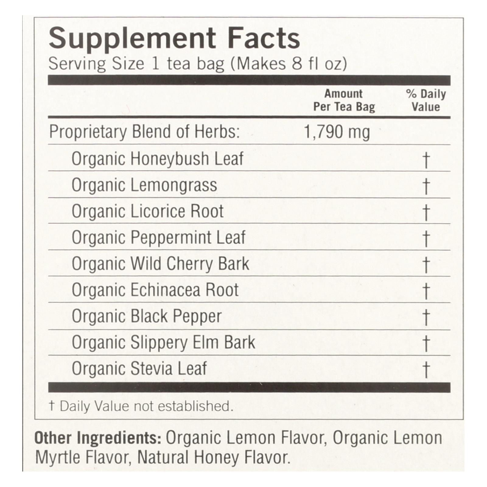 Yogi Throat Comfort Herbal Tea Caffeine Free Honey Lemon - 16 Tea Bags - Case Of 6 - Renee Lane Company