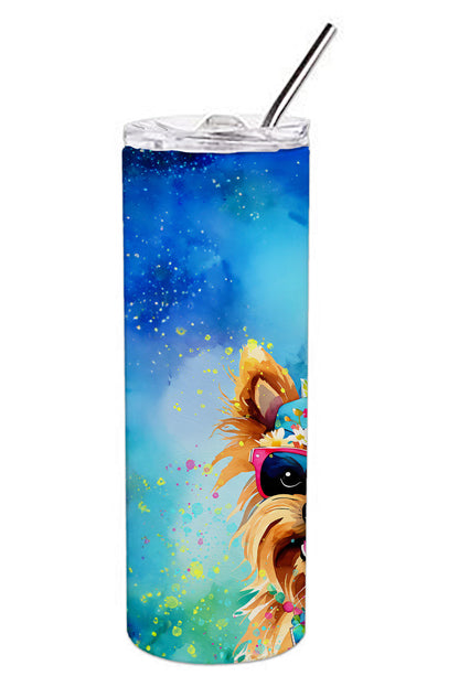 Yorkshire Terrier Hippie Dawg Stainless Steel Skinny Tumbler Vacuum Double Walled Reusable Insulated Tumbler Travel Cup for Coffee Cocktails Gift with Lid, 20 oz - Renee Lane Company