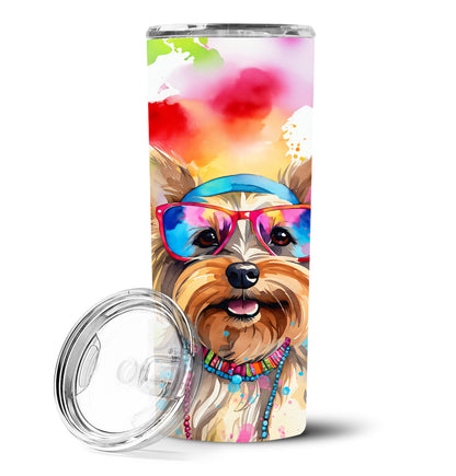 Yorkshire Terrier Hippie Dawg Stainless Steel Skinny Tumbler Vacuum Double Walled Reusable Insulated Tumbler Travel Cup for Coffee Cocktails Gift with Lid, 20 oz - Renee Lane Company