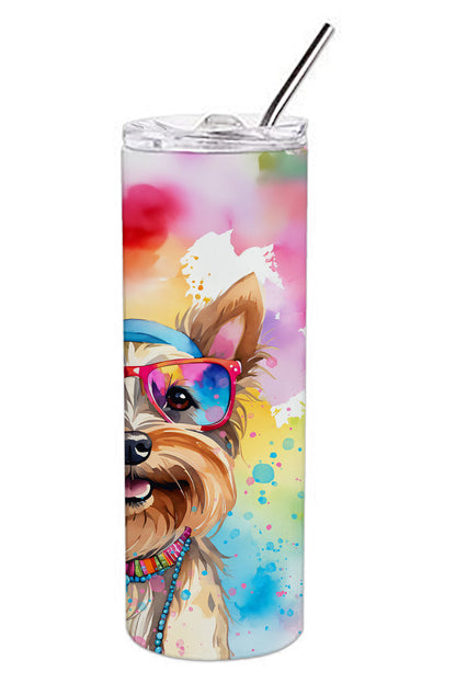 Yorkshire Terrier Hippie Dawg Stainless Steel Skinny Tumbler Vacuum Double Walled Reusable Insulated Tumbler Travel Cup for Coffee Cocktails Gift with Lid, 20 oz - Renee Lane Company