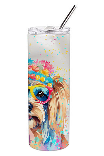 Yorkshire Terrier Hippie Dawg Stainless Steel Skinny Tumbler Vacuum Double Walled Reusable Insulated Tumbler Travel Cup for Coffee Cocktails Gift with Lid, 20 oz - Renee Lane Company