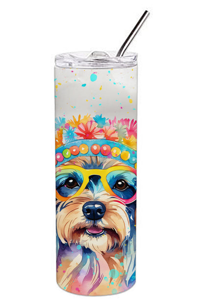 Yorkshire Terrier Hippie Dawg Stainless Steel Skinny Tumbler Vacuum Double Walled Reusable Insulated Tumbler Travel Cup for Coffee Cocktails Gift with Lid, 20 oz - Renee Lane Company