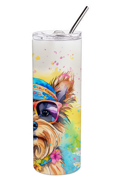 Yorkshire Terrier Hippie Dawg Stainless Steel Skinny Tumbler Vacuum Double Walled Reusable Insulated Tumbler Travel Cup for Coffee Cocktails Gift with Lid, 20 oz - Renee Lane Company