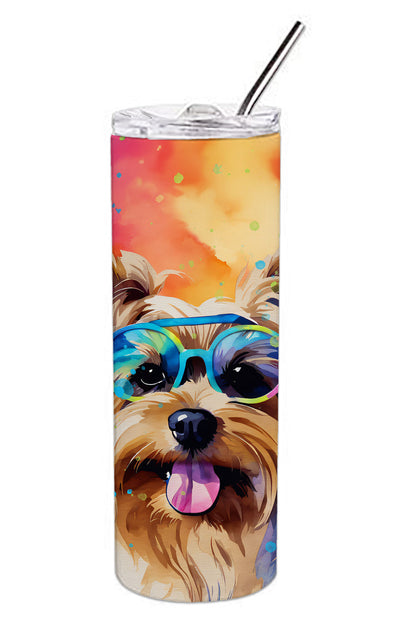 Yorkshire Terrier Hippie Dawg Stainless Steel Skinny Tumbler Vacuum Double Walled Reusable Insulated Tumbler Travel Cup for Coffee Cocktails Gift with Lid, 20 oz - Renee Lane Company
