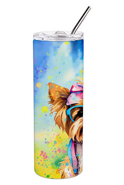 Yorkshire Terrier Hippie Dawg Stainless Steel Skinny Tumbler Vacuum Double Walled Reusable Insulated Tumbler Travel Cup for Coffee Cocktails Gift with Lid, 20 oz - Renee Lane Company