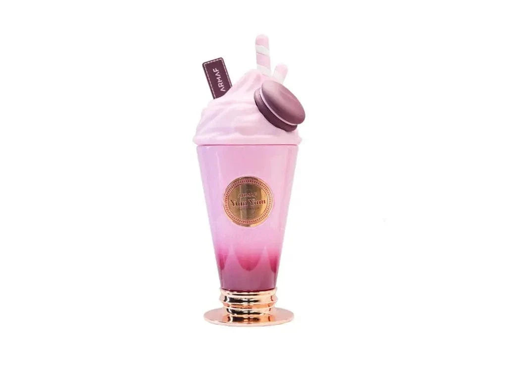 Yum Yum eau de parfum spray bottle, pink ombré finish and gold base