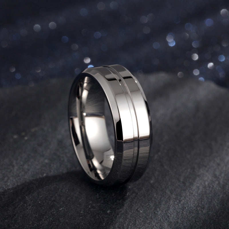 Steel electroplating ring with glossy stepped profile and reflective inner edge