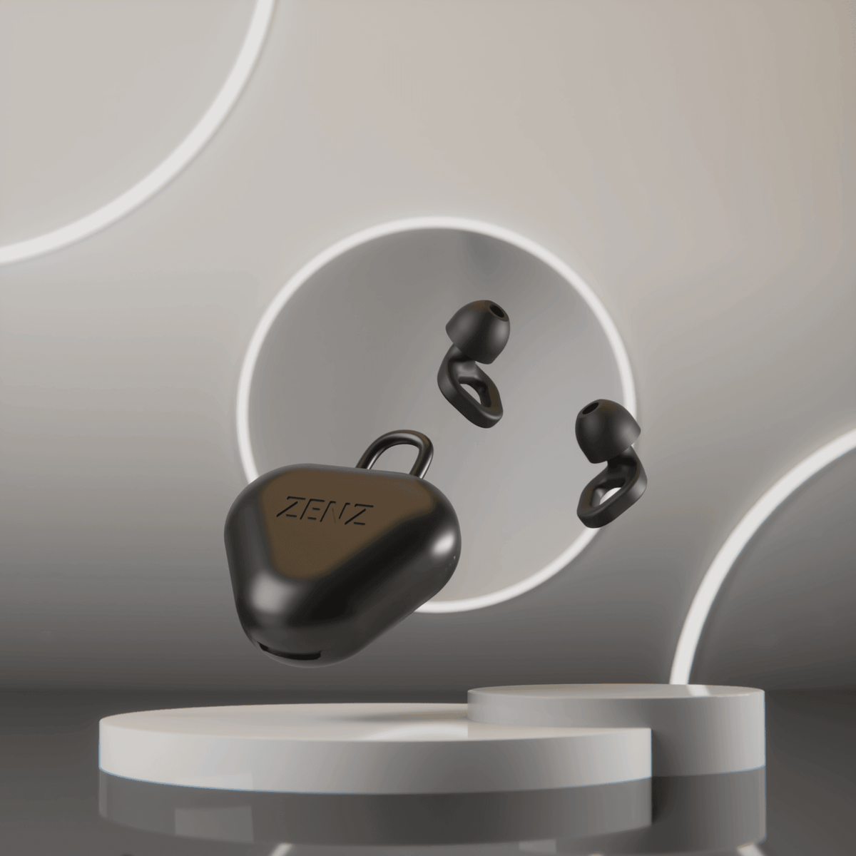 Onyx black earplugs with black carry case and multiple fitted tips
