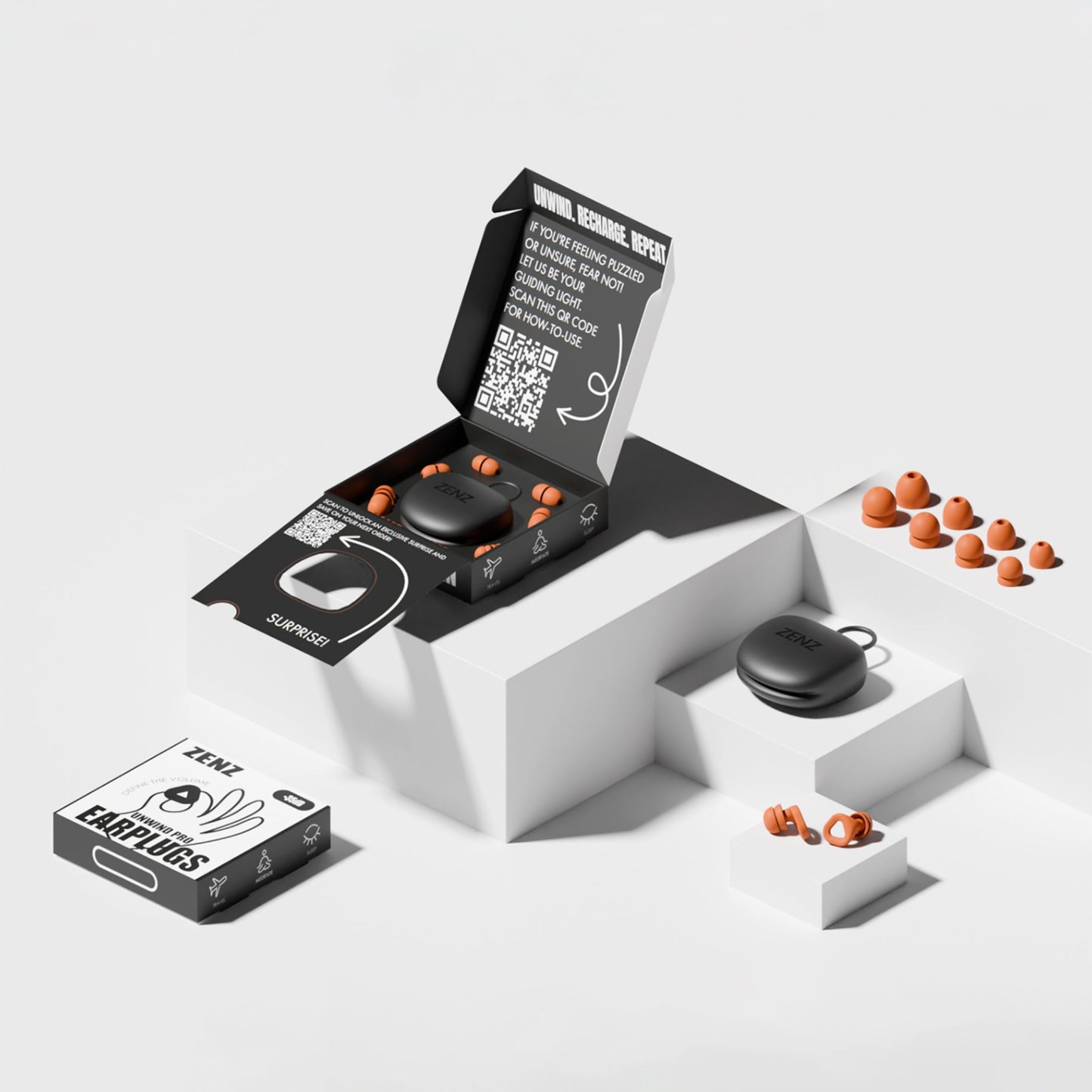 ZENZ - Unwind Pro Earplugs - Blaze Orange - Renee Lane Company