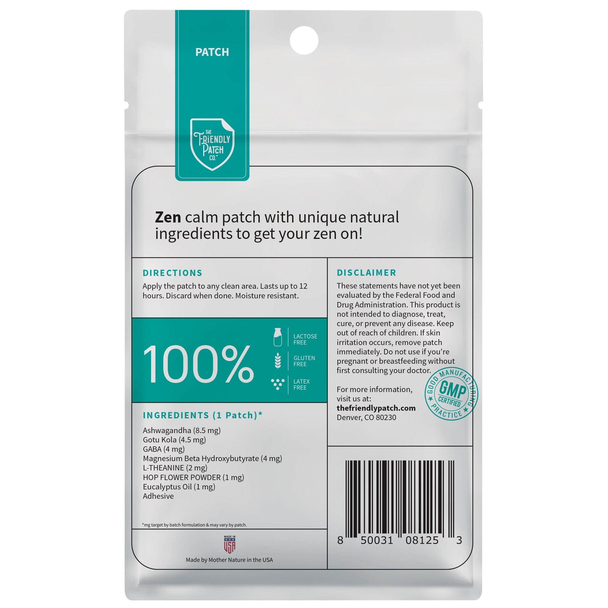 Zen - Relax & Let Go travel patches 8 pack - Renee Lane Company