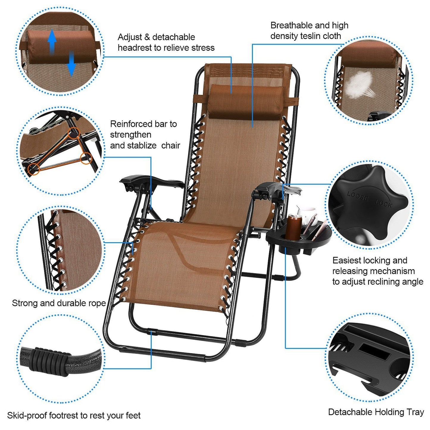 Zero Gravity Recliner Set – Ergonomic, Foldable & 330lb Capacity - Renee Lane Company