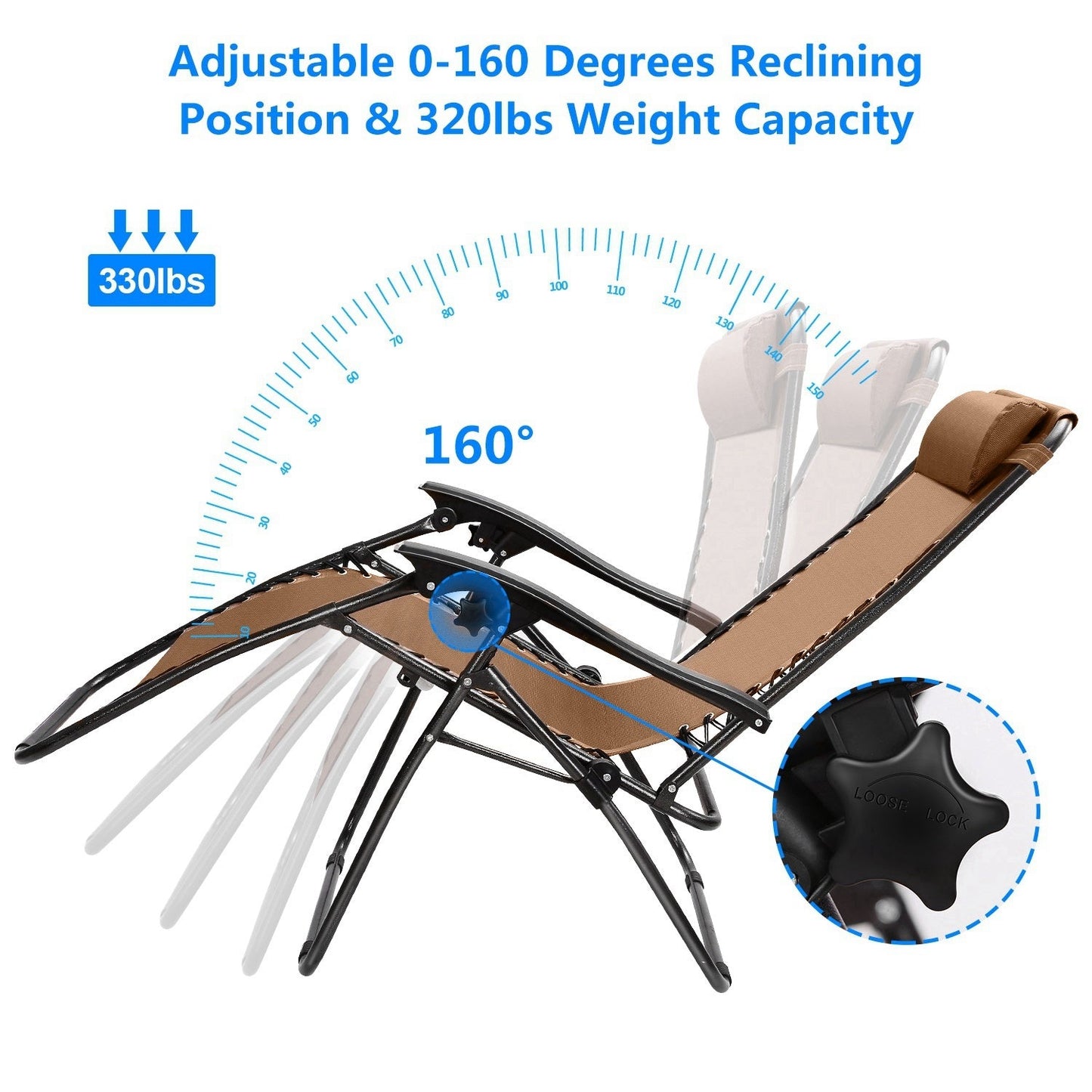 Zero Gravity Recliner Set – Ergonomic, Foldable & 330lb Capacity - Renee Lane Company