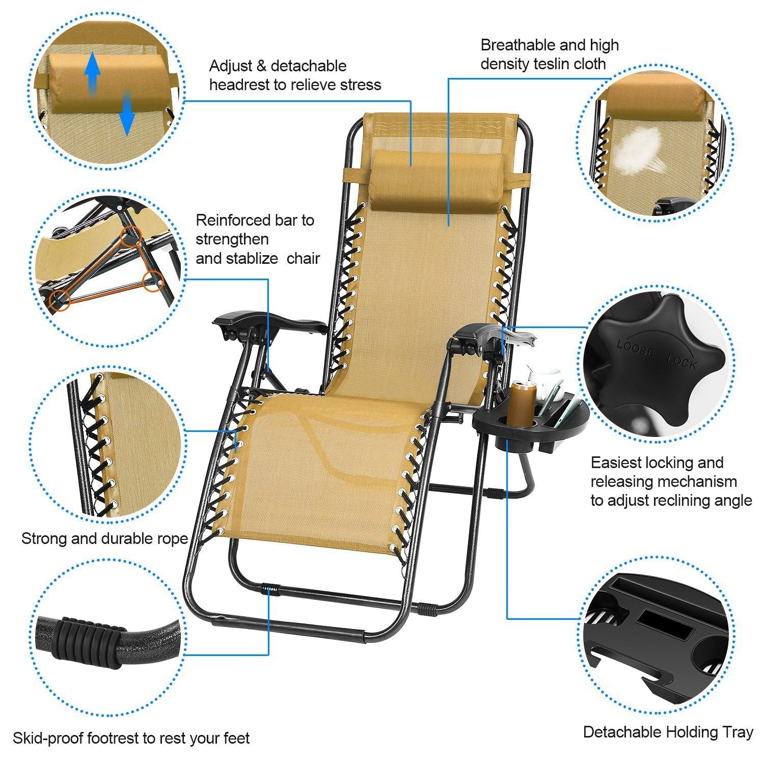 Zero Gravity Recliner Set – Ergonomic, Foldable & 330lb Capacity - Renee Lane Company
