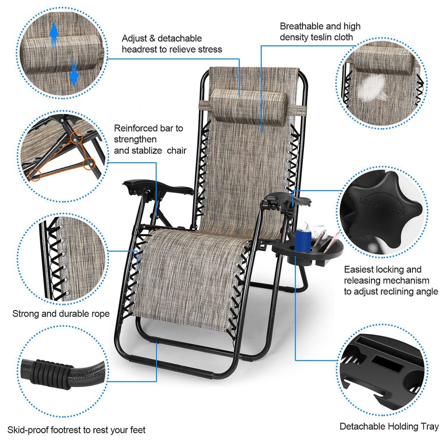 Zero Gravity Recliner Set – Ergonomic, Foldable & 330lb Capacity - Renee Lane Company