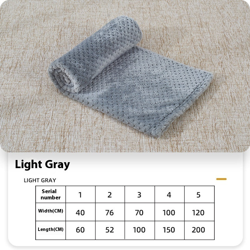Dog fleece blanket, light gray folded with rolled edge