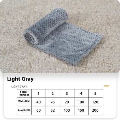 Dog fleece blanket, light gray folded with rolled edge
