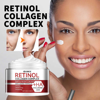 White plastic skincare jar with red label band, day and night moisturizing cream