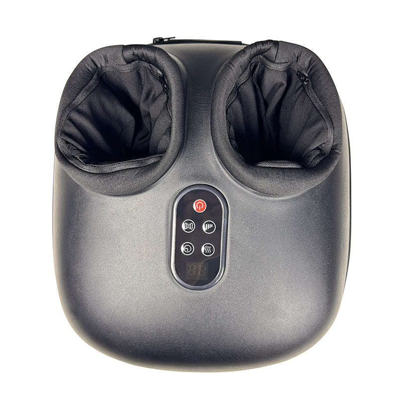 Foot massager front view with two padded toe cups and center control keypad