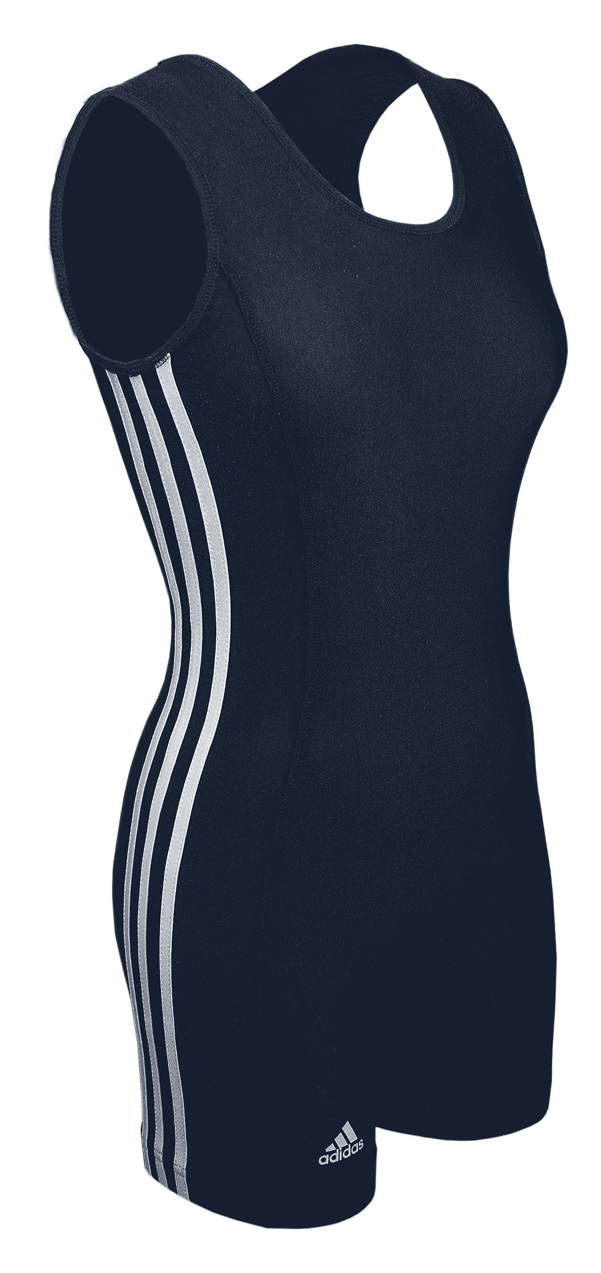 adidas 3 Side Stripes Wrestling Singlet (Navy/White Girls Small) - Renee Lane Company