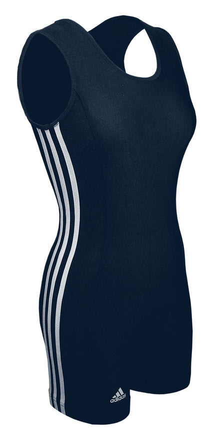 adidas 3 Side Stripes Wrestling Singlet (Navy/White Girls Small) - Renee Lane Company