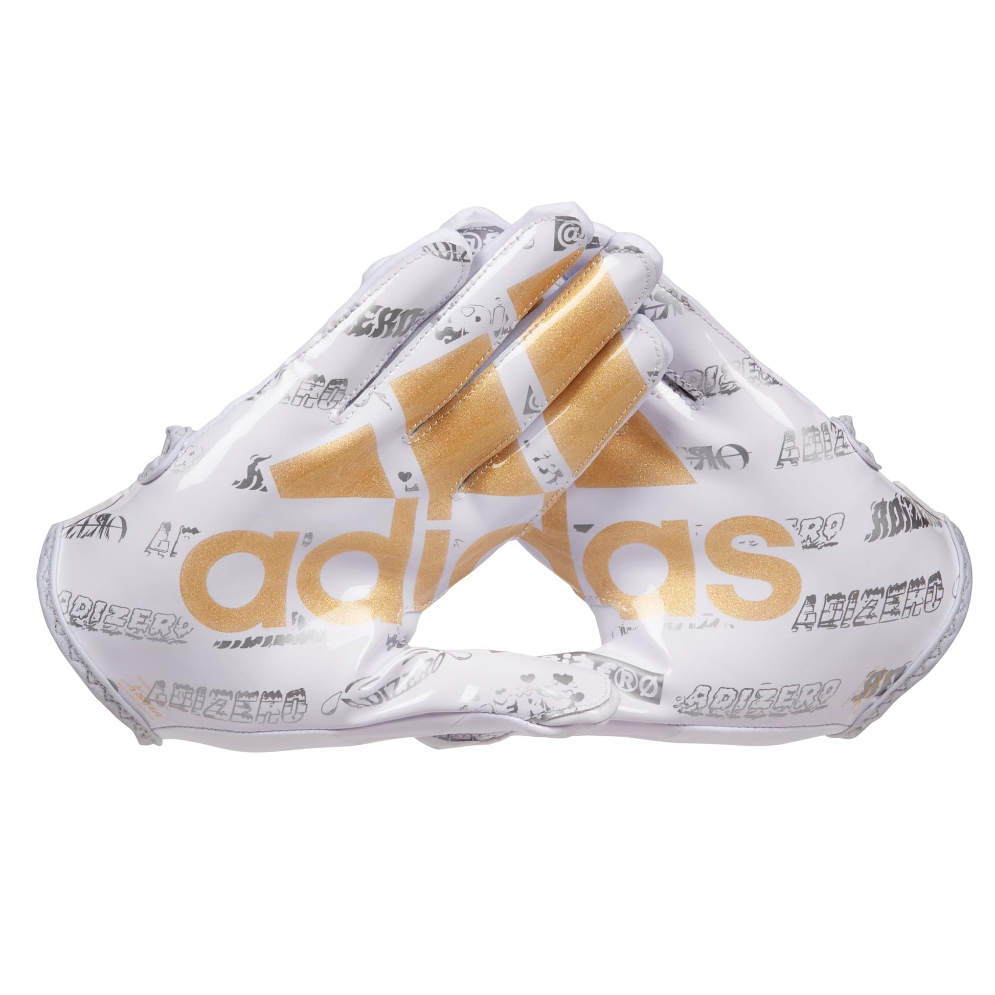 adidas ADZ 12 Big Mood Inline Adult Football Glove White/Metallic Gold Large - Renee Lane Company