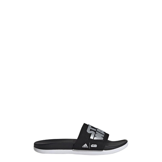 adidas Adilette Comfort Star Wars (Toddler/Little Big Kid) Slide Sandal Black/Silver Metallic/White 1 US Unisex - Renee Lane Company
