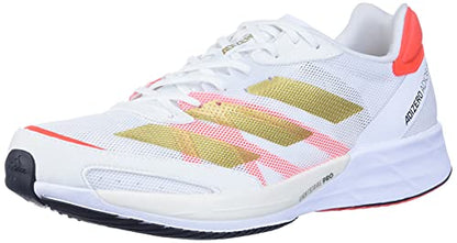 adidas Adizero Adios 6 Running Shoe - Womens FTW White/Gold Metallic/Solar Red 6.5 - Renee Lane Company