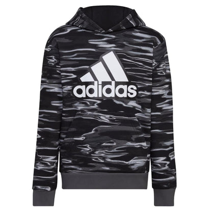 adidas Boys Long Sleeve Camo Print Hoodie Black 4 - Renee Lane Company