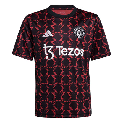 adidas Boys Manchester United Pre-Match Jersey Black/MUFC Red Medium - Renee Lane Company