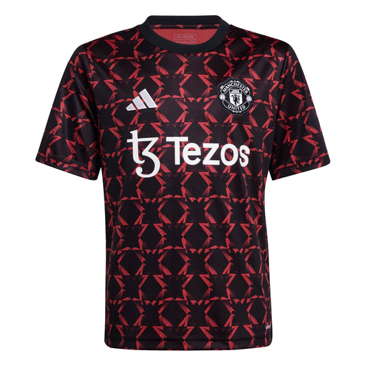 adidas Boys Manchester United Pre-Match Jersey Black/MUFC Red Medium - Renee Lane Company