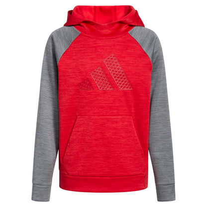 adidas Boys Pullover Hoodie Poly Hooded Sweatshirt Better Scarlet Red Heather - Renee Lane Company