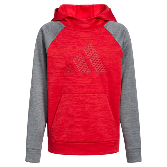 adidas Boys Pullover Hoodie Poly Hooded Sweatshirt Better Scarlet Red Heather - Renee Lane Company