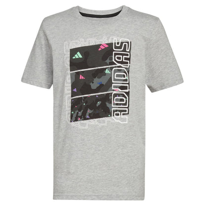 adidas Boys Short Sleeve Cotton Jersey Logo T-Shirt Tee Medium Grey Camo Echo Small - Renee Lane Company