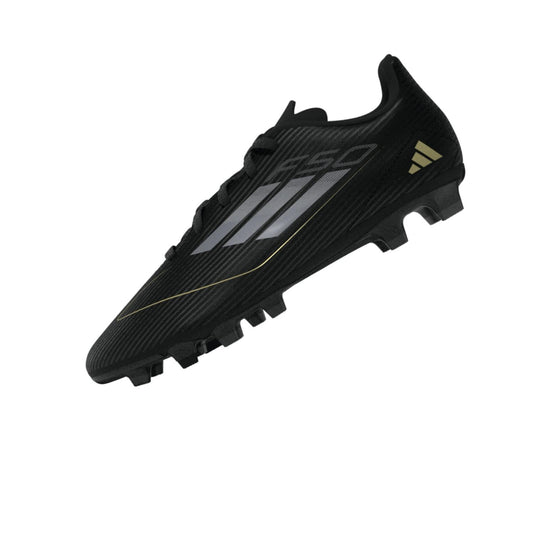 adidas F50 Club Flexible Ground Sneaker Black/Iron Metallic/Gold Metallic 1 US Unisex Little Kid - Renee Lane Company