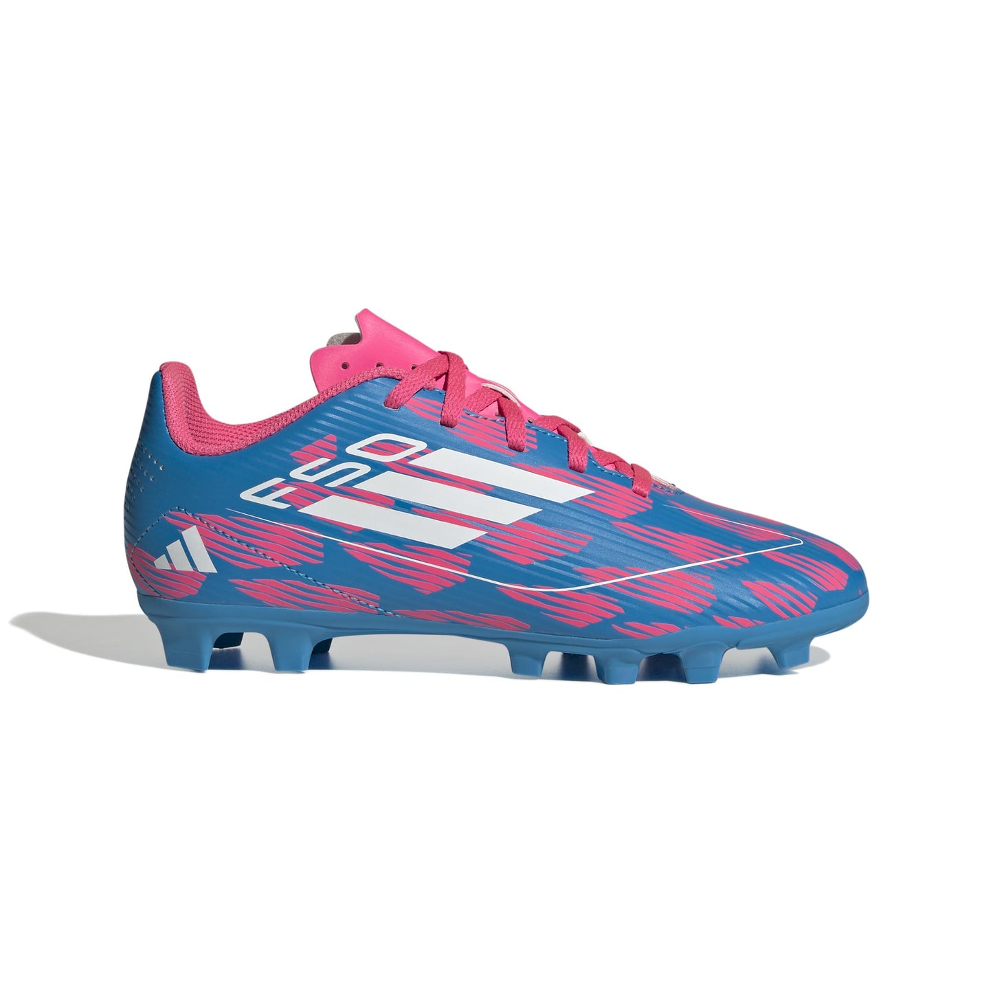 adidas F50 Club Youth Firm Ground Soccer Shoes - Comfortable Fit with Textured Synthetic Upper and Versatile Outsole (Solar Blue/White/Solar Pink US Footwear Size System Little Kid Numeric Medium 2.5) - Renee Lane Company