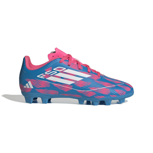adidas F50 Club Youth Firm Ground Soccer Shoes - Comfortable Fit with Textured Synthetic Upper and Versatile Outsole (Solar Blue/White/Solar Pink US Footwear Size System Little Kid Numeric Medium 2.5) - Renee Lane Company