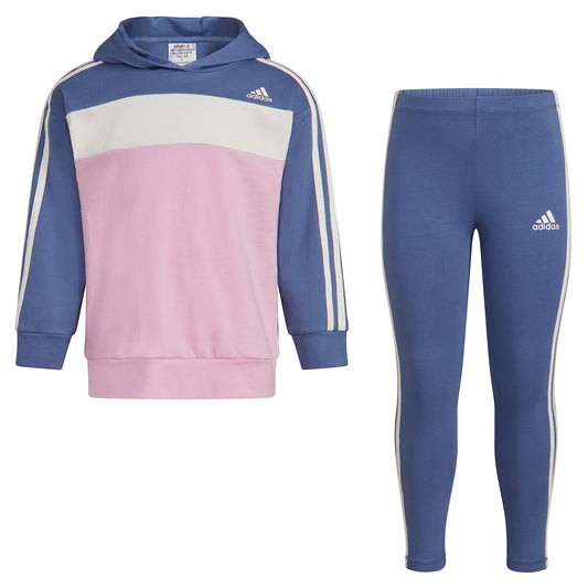 adidas Girls 2-Piece Color Block French Terry Pullover & Legging Set Crew Blue 4 - Renee Lane Company