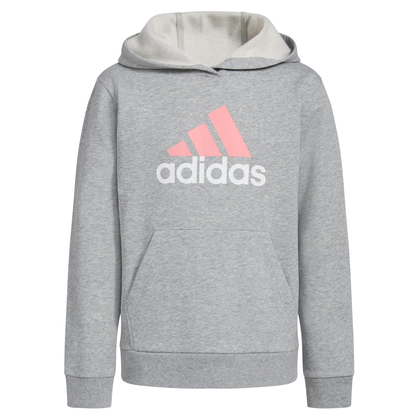 adidas Girls Long Sleeve Graphic Fleece Hooded Pullover Medium Grey Heather Pastel - Renee Lane Company