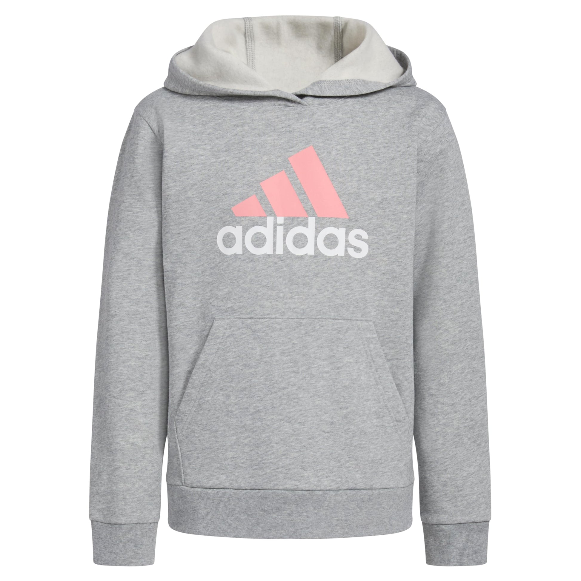adidas Girls Long Sleeve Graphic Fleece Hooded Pullover Medium Grey Heather Pastel - Renee Lane Company