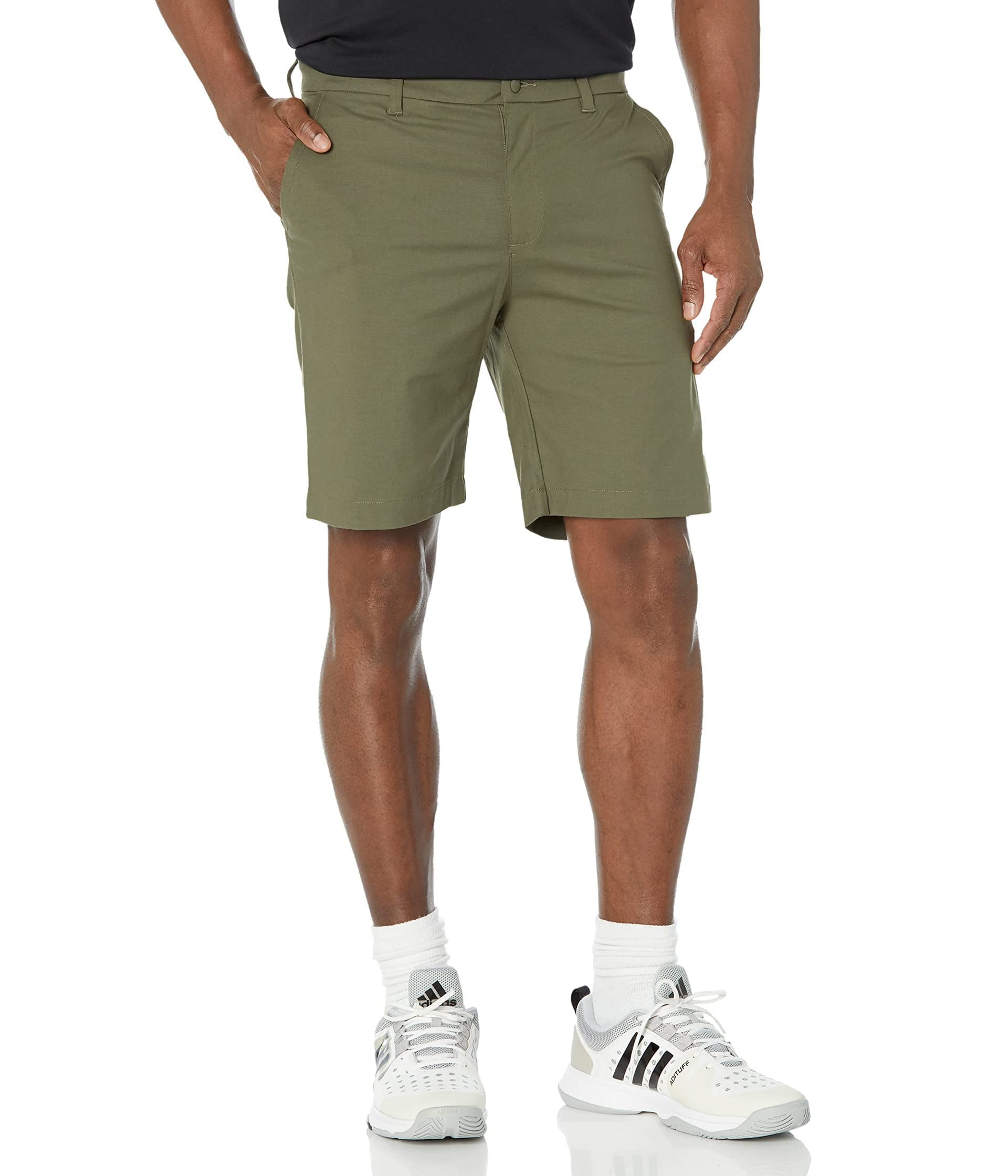 adidas Golf Mens Go-To 9-Inch Golf Short Olive Strata 32" - Renee Lane Company