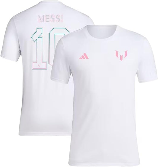 adidas Kids Lionel Messi X Miami Collection Tees Celebrate Messis Arrival to Miami. Bienvenido a Miami Messi (as1 Alpha s Regular #10 Miami - White) - Renee Lane Company