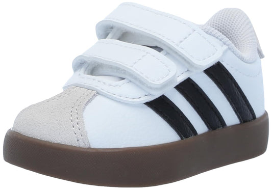 adidas Kids VL Court 3.0 Sneaker White/Black/Grey 10 US Unisex Toddler - Renee Lane Company